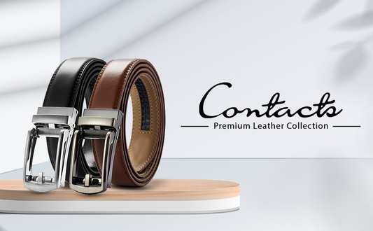 Genuine Leather Belt for Men with Easier Adjustable Autolock Buckle