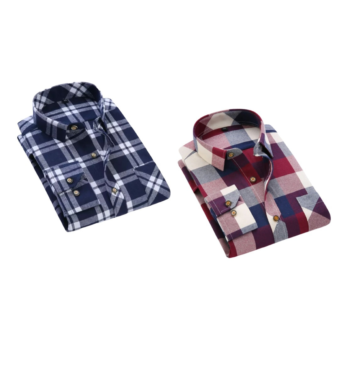 4 Men's Check Cotton Blended Shirts